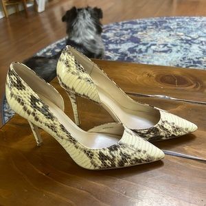 Faux snake skin heels.